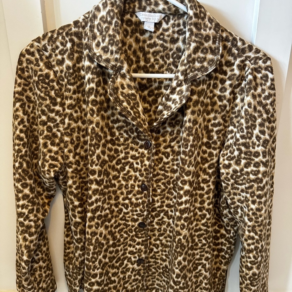 Fleece Leopard Print PJs Size Petite L